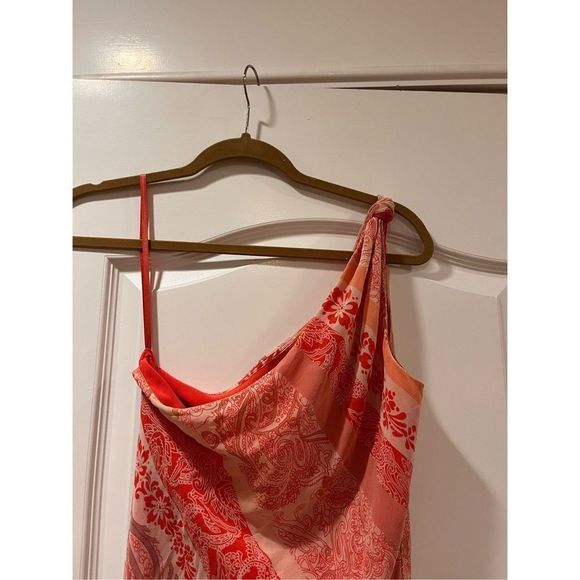 VINTAGE Express One Shoulder Pink Scarf Dress - Picture 2 of 7